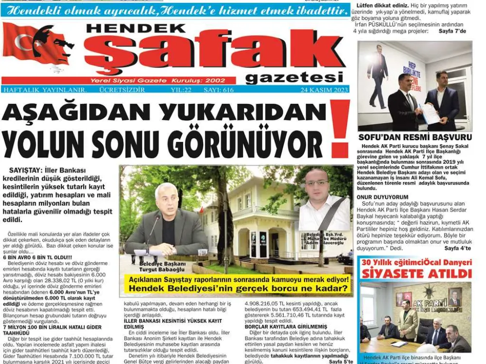 GAZETENİZ HENDEK ŞAFAK ÇIKTI