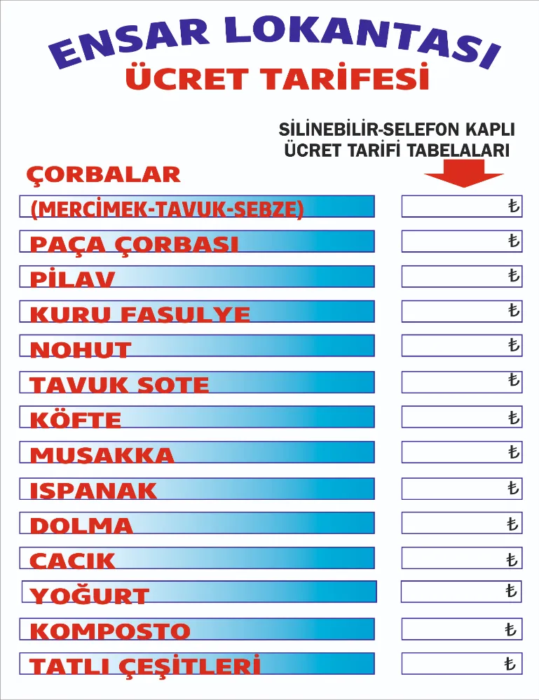 LOKANTA VE CAFE İŞLETMESİ ESNAFLARIMIZIN DİKKATİNE!