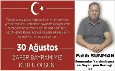 30 AĞUSTOS ZAFER BAYRAMIMIZ KUTLU OLSUN