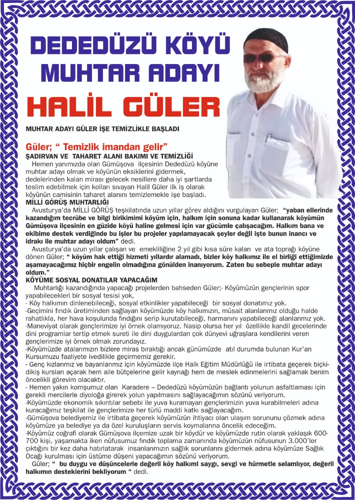 MUHTAR ADAYI GÜLER İŞE TEMİZLİKLE BAŞLADI