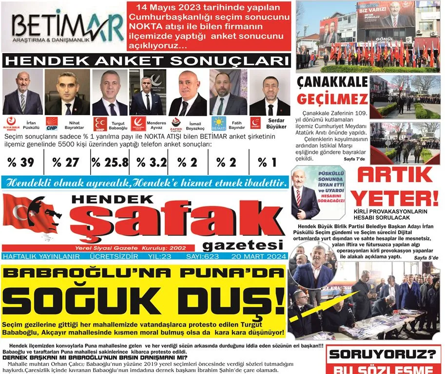 GAZETENİZ HENDEK ŞAFAK ÇARŞAMBA GÜNÜ OKUYUCUSU İLE BULUŞUYOR