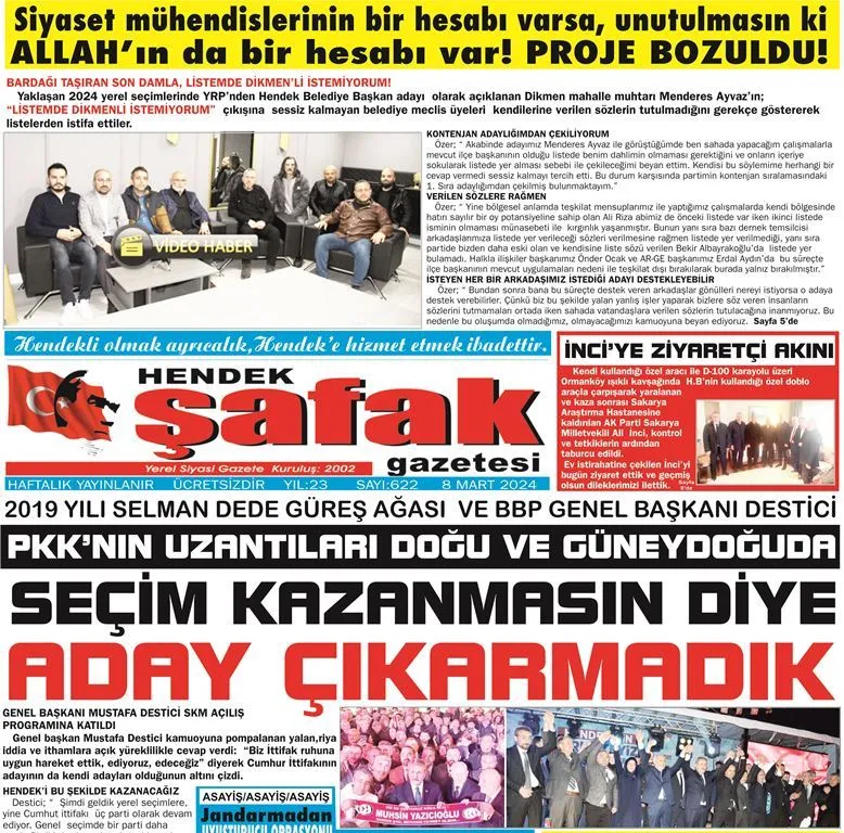 GAZETENİZ HENDEK ŞAFAK ÇIKTI
