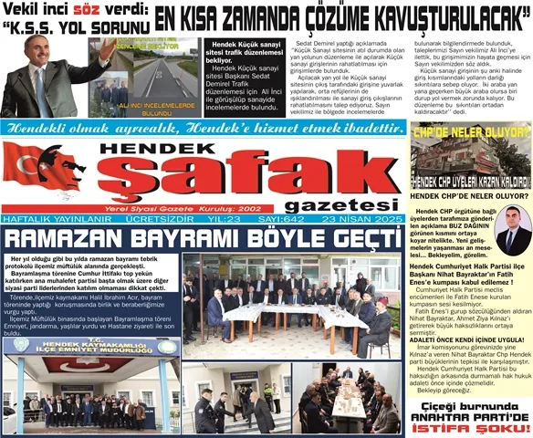 GAZETENİZ HENDEK ŞAFAK 23 NİSAN