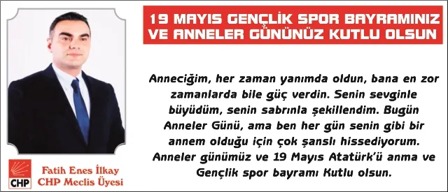 19 MAYIS ATATÜRK’Ü ANMA GENÇLİK VE SPOR BAYRAMIMIZ KUTLU OLSUN