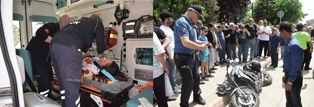MOTORSİKLET YAYAYA ÇARPTI