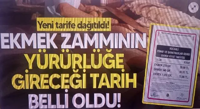 İLÇEMİZDE 1AĞUSTOS İTİBARI İLE EKMEK FİYATI 20 TL OLACAK