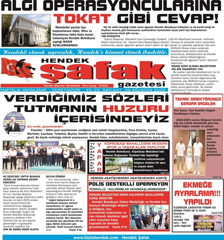 GAZETENİZ HENDEK ŞAFAK ÇIKTI