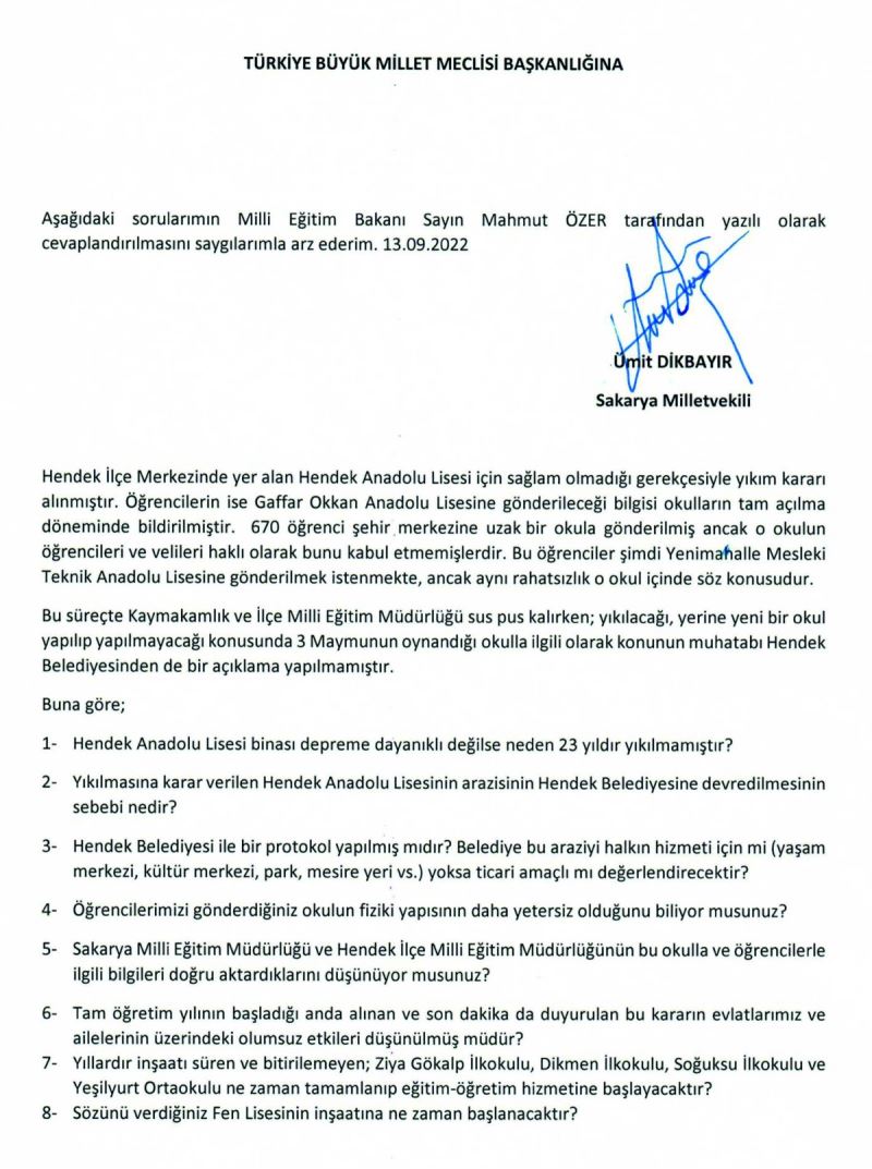 İYİ PARTİLİ VEKİL DİKBAYIR, İŞİN PEŞİNİ BIRAKMIYOR
