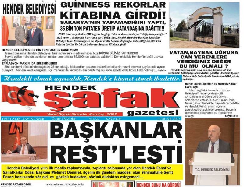 GAZETENİZ HENDEK ŞAFAK ÇIKTI