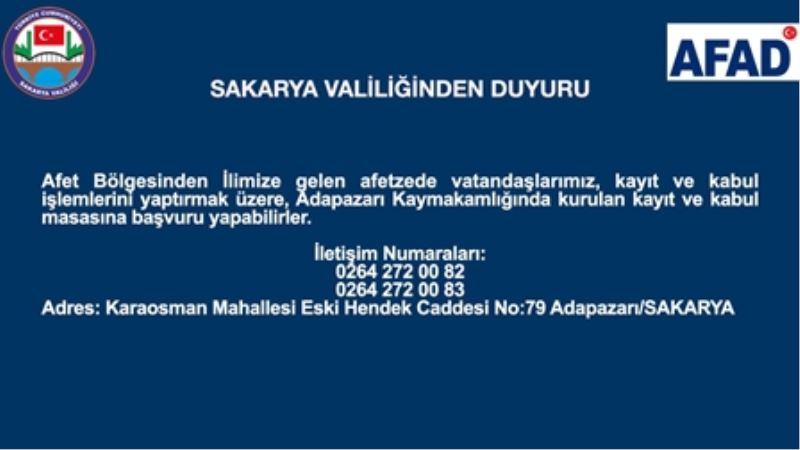 SAKARYA VALİLİĞİ DUYURDU!