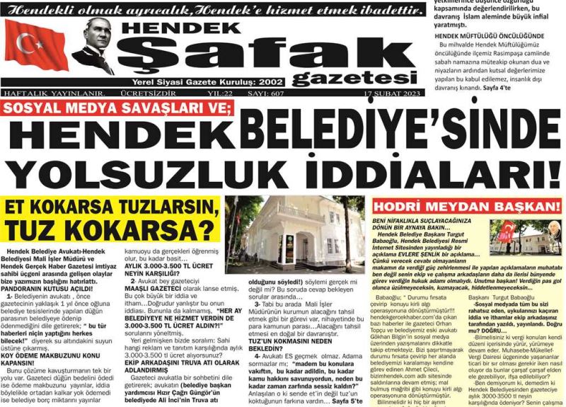 GAZETENİZ HENDEK ŞAFAK ÇIKTI